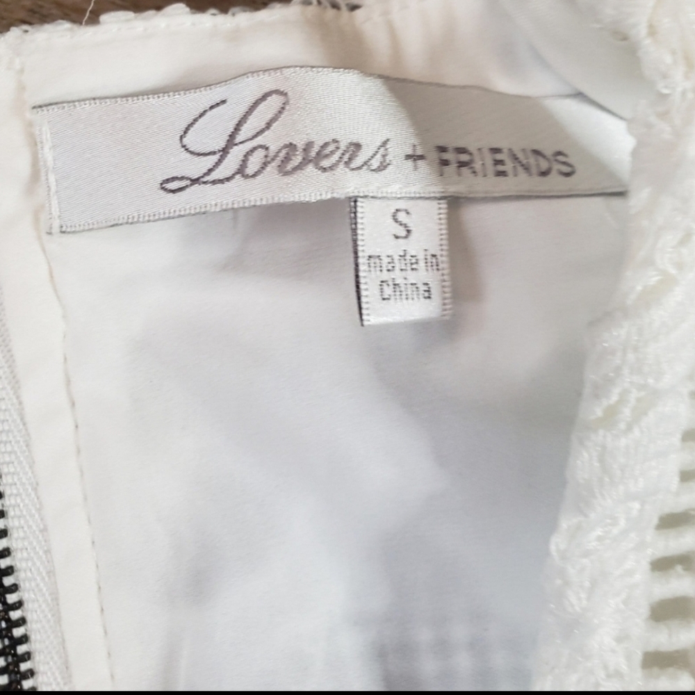 NEW Lovers + Friends Escape White Embroidered Lace Tie Up Mini Dress size Small - Picture 4 of 9